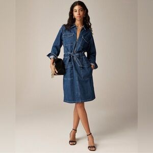 J Crew Denim Belted Jacket Dress